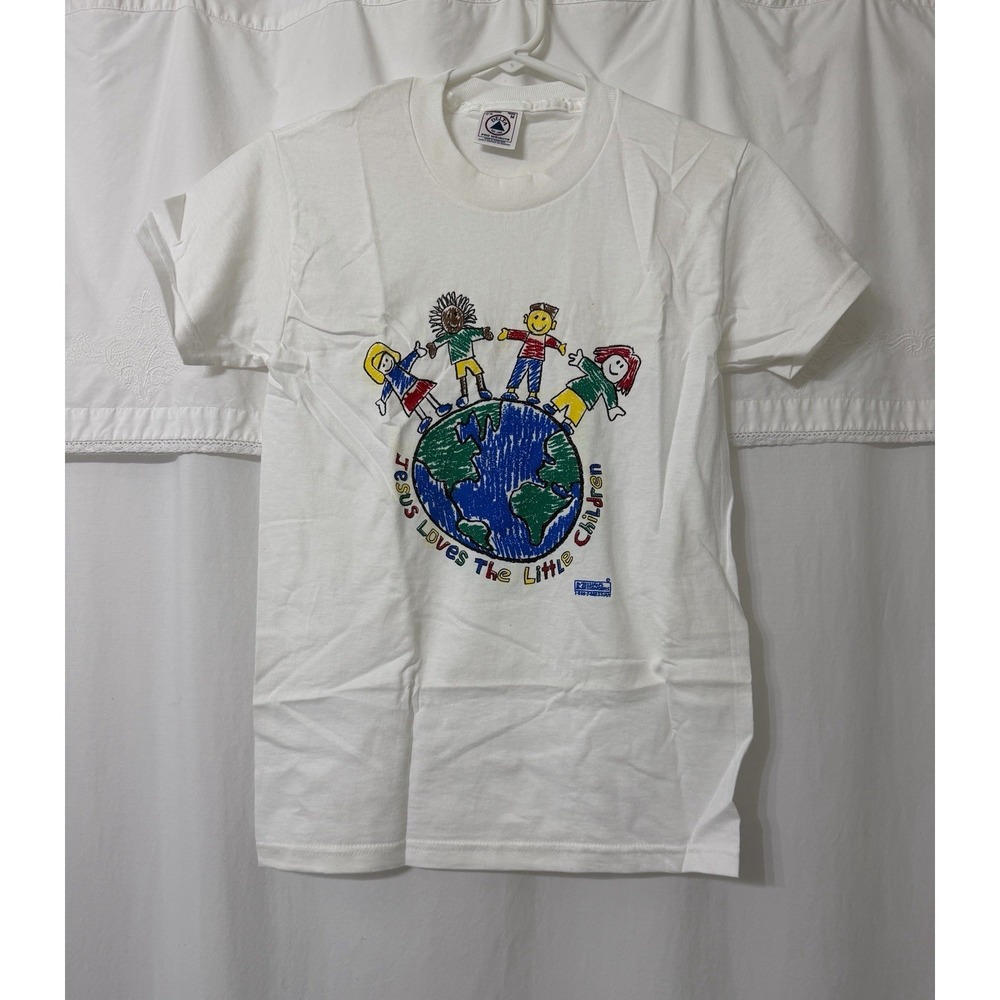 1990's Messiahs Messengers Jesus Loves The Little Children T Shirt Youth M 10-12